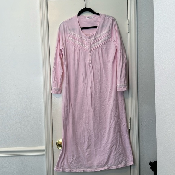 Other - Vintage Keyocean Pink Cotton Lace Long Nightie Dress Size Medium